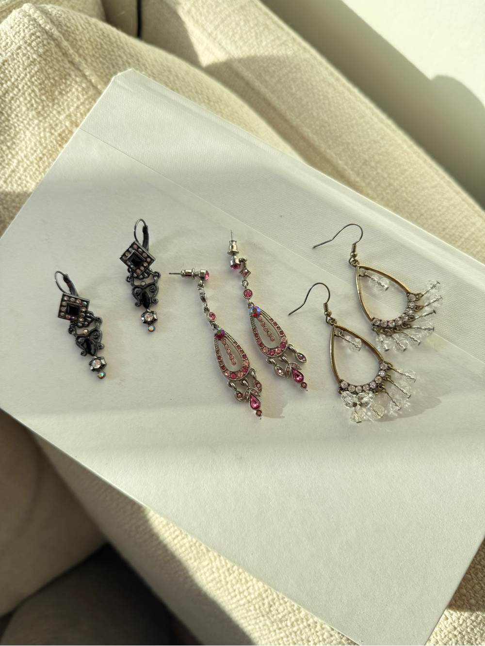 Vintage 00s Gemstone Dangle Earrings (3 pairs)